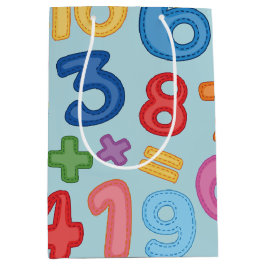 Sacola Para Presentes Média Números de volta às aulas em fundo azul claro