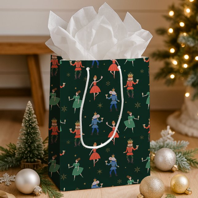 Sacola Para Presentes Média Nutcracker Cocktail Party Christmas (Criador carregado)