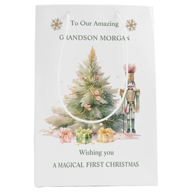 Sacola Para Presentes Média Nutcracker Tree Baby 1rua Natal Gift Bag (Frente)