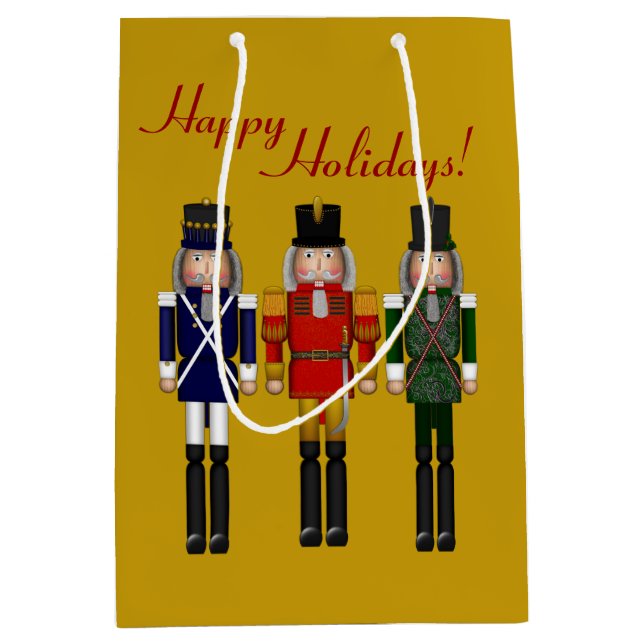 Sacola Para Presentes Média Nutcracker Trio-Dourado-GIFT BAG M (Frente)