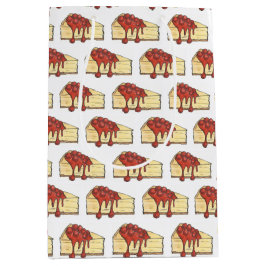 Sacola Para Presentes Média NYC Cherry Cheesecake Slice Dessert Baking Comida
