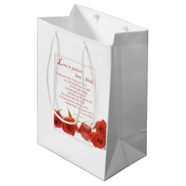 Sacola Para Presentes Média O Amor é Paciente Rosa Vermelha