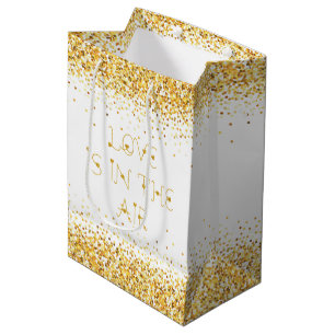 Sacola Para Presentes Média O amor está no texto do ar & no brilho Dourado