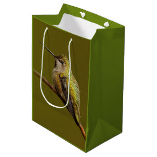 Sacola Para Presentes Média O beija-flor de Anna no escarlet Trumpetvine