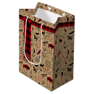 Sacola Para Presentes Média O búfalo aventura-se o lenço Kraft vermelho ID59