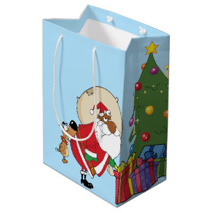 Sacola Para Presentes Média O cachorro ruim morde Papais noeis pretos no Bumbu