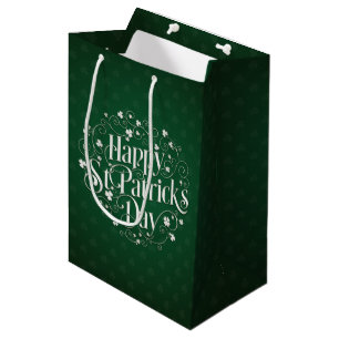 Sacola Para Presentes Média O dia de St Patrick - arte rodada da palavra