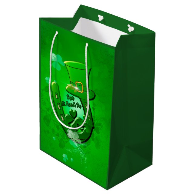 Sacola Para Presentes Média O dia de St Patrick feliz (Verso inclinado)