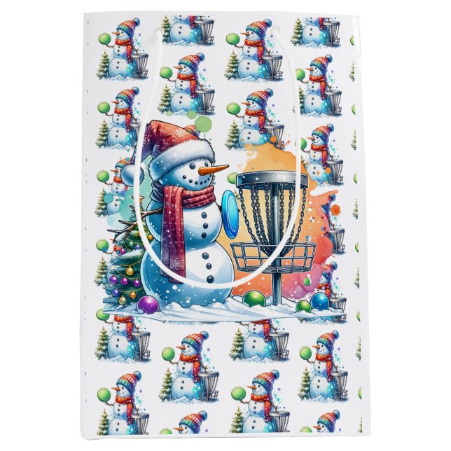 Sacola Para Presentes Média O Golfe do Disco Pensou no Natal (Frente)