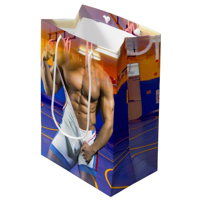 Sacola Para Presentes Média O homem muscular de SlipperyJoe boja trai de ginás (Frente inclinada)