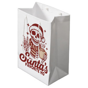 Sacola Para Presentes Média O Natal Favorito do Papai Noel Esqueleto Ho Snarky