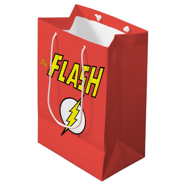 Sacola Para Presentes Média O Nome do Flash & Logotipo do Raio (Frente inclinada)