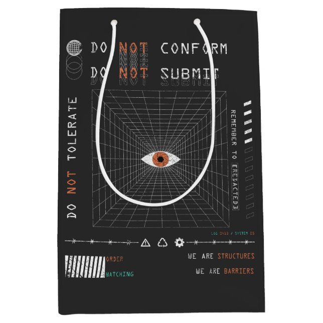 Sacola Para Presentes Média O Observador - Design de Streetwear Techno-Brutali (Frente)