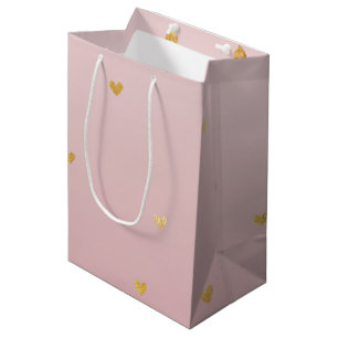 Sacola Para Presentes Média O ouro cora corações cor-de-rosa de Ombre