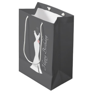 Sacola Para Presentes Média O palhaço branco elegante na Cinza - aniversário