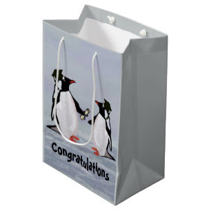 Sacola Para Presentes Média O pinguim formando as bolsas do presente