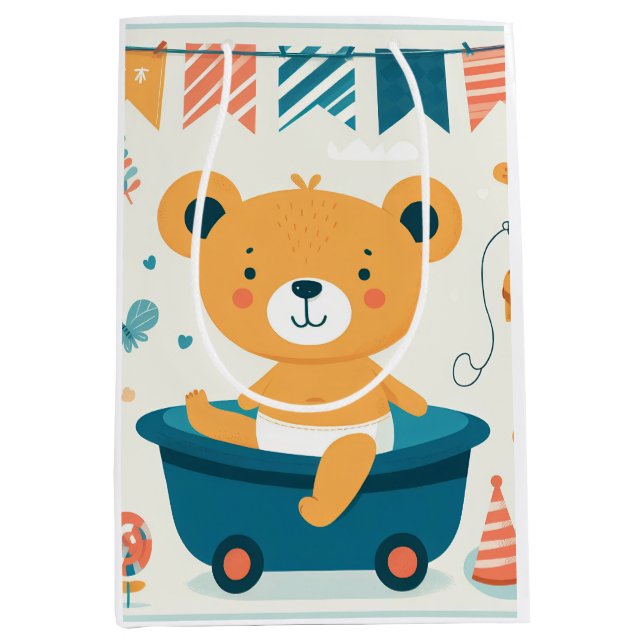 Sacola Para Presentes Média O primeiro banho do bebê (Frente)