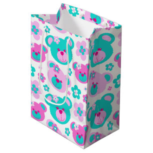 Sacola Para Presentes Média O urso e as flores de ursinho picam o saco branco