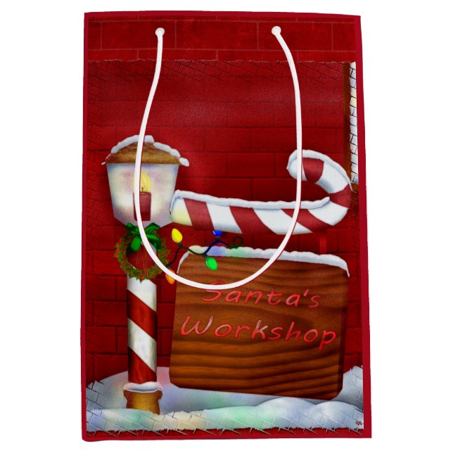 Sacola Para Presentes Média O Whimsey de Natal do workshop (Frente)