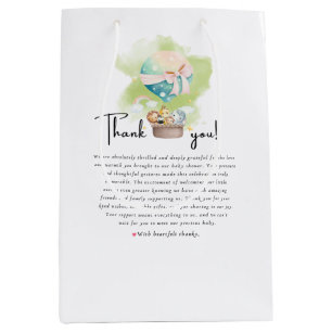 Sacola Para Presentes Média Obrigado Dar Saco na Sage Green Gender Reveal Saf
