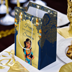 Sacola Para Presentes Média Obrigado de festa de aniversario de meninas índia