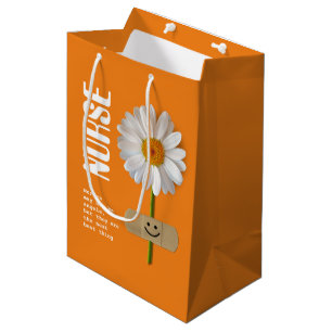 Sacola Para Presentes Média Obrigado Enfermeira Daisy Design Gift Bags