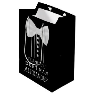 Sacola Para Presentes Média Obrigado Melhor Arco Branco Tie Tuxedo Camisa