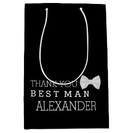 Sacola Para Presentes Média Obrigado, Melhor Homem Com Arco Branco Personaliza