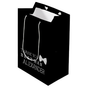 Sacola Para Presentes Média Obrigado que o melhor homem com laço branco