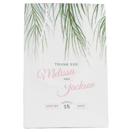 Sacola Para Presentes Média Obrigados de casamento de palma tropical verde-esc