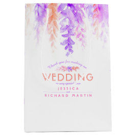 Sacola Para Presentes Média Obrigados de flores roxas de casamentos por favor 