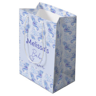 Sacola Para Presentes Média Oceano Náutico de Lavanda Azul Doce