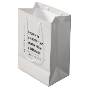 Sacola Para Presentes Média Oferta de Bridesmaid Clássica Mínima Moderna e Sim