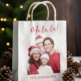 Sacola Para Presentes Média Oh La La Christmas Custom Gift Bag Family Photo