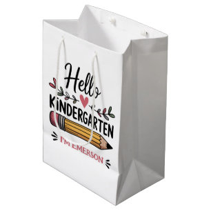 Sacola Para Presentes Média Olá Jardim de Infância Personalizado Volta às Aula