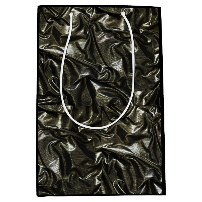 Sacola Para Presentes Média Olhar de cetim preto elegante (Frente)