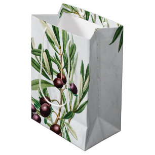 Sacola Para Presentes Média Olive Folha da Grécia Mediterrânica