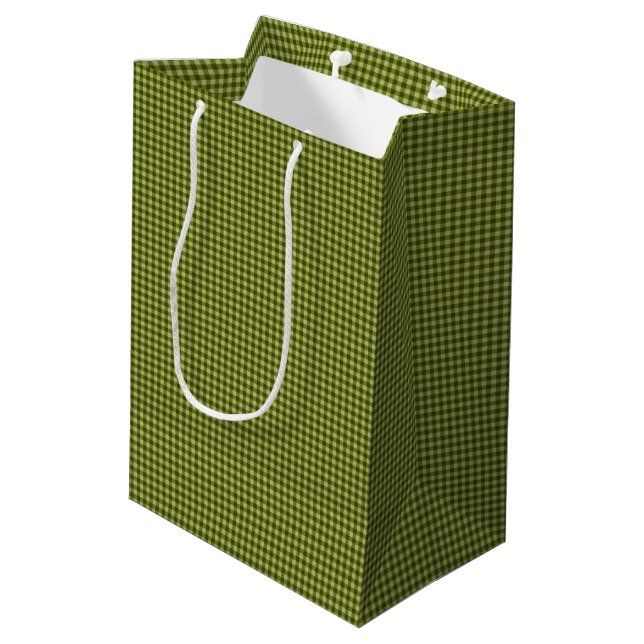 Sacola Para Presentes Média Olive Green Gingham-GIFT BAG M (Verso inclinado)