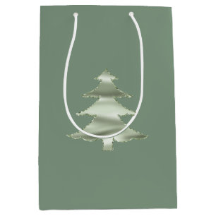 Sacola Para Presentes Média Olive Pistachio Mint Árvore Verde de Natal