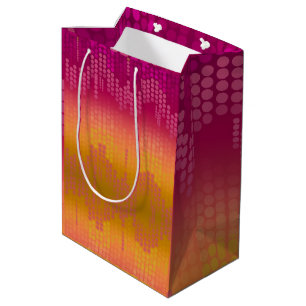 Sacola Para Presentes Média Ombre de pontos cor-de-rosa cor laranja Funky