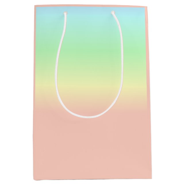 Sacola Para Presentes Média Ombre Rainbow Abstrato Pastel Patterno (Frente)