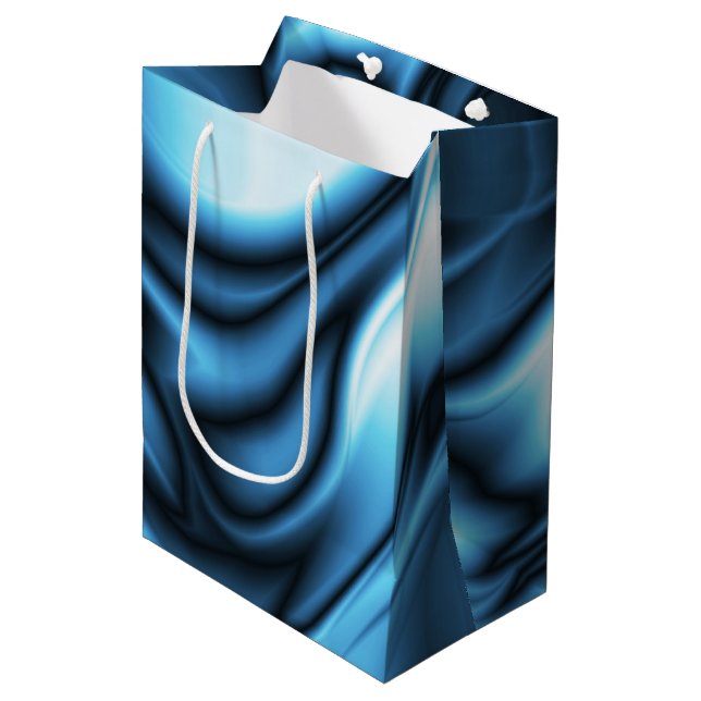 Sacola Para Presentes Média Onda de Seda Azul (Frente inclinada)