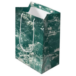 Sacola Para Presentes Média Ondas Verdes Azuis