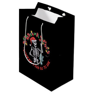 Sacola Para Presentes Média Onde os Peixes Vão Morrer Esqueleto de Natal do Pe