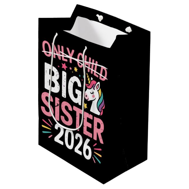 Sacola Para Presentes Média Only Child Crossed Out Big Sister 2026 Pregnancy  (Frente inclinada)