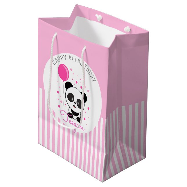 Sacola Para Presentes Média Ontem Personalizado Panda Cor-de-Rosa (Frente inclinada)