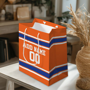 Sacola Para Presentes Média Orange and Blue Striped Sports Jersey