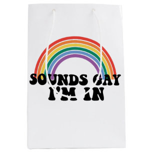 Sacola Para Presentes Média Orgulho Gay LGBT Arco-íris Soa Gay Estou Dentro