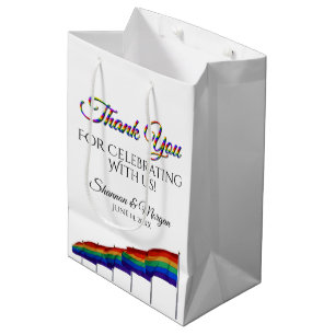 Sacola Para Presentes Média orgulho gay Rainbow Wedding Obrigado Gift Bag