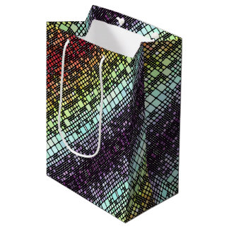 Sacola Para Presentes Média Orgulho Neurogênero Geométrico Groovy Funky Retro